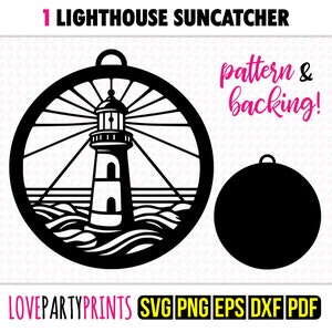 Lighthouse Suncatcher SVG, Dxf, Png, Pdf, Eps, Nautical Ornament Sun Catcher, Laser Cutter Silhouette Vector Clip Art, Cutting Files, 1362