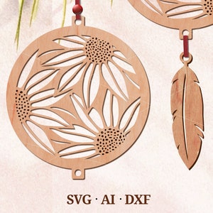 Sunflower Suncatcher svg, fall Flower Ornament Svg, Repurposing DVD,CD, Hanging Art Svg, Digital download