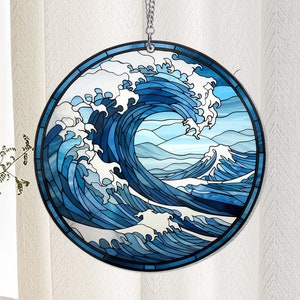 Ocean Waves ACRYLIC Window Hanging, House Decoration, Wall Art Decor, Sea Lover Gift,Window Decor Gift for Mothers Day,Birthday Gift for Her