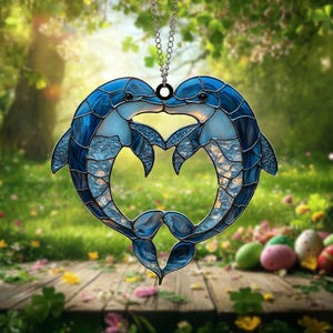 Two Dolphins Suncatcher Handmade Ocean-Inspired Window Decor Unique Gift for Dolphin and Sea Lovers Perfect for Home or Coastal-Themed