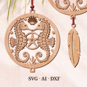 Seahorses Suncatcher svg, Seahorses Ornament svg, Repurposing dvd, cd, window Hanging Art Svg, Digital download